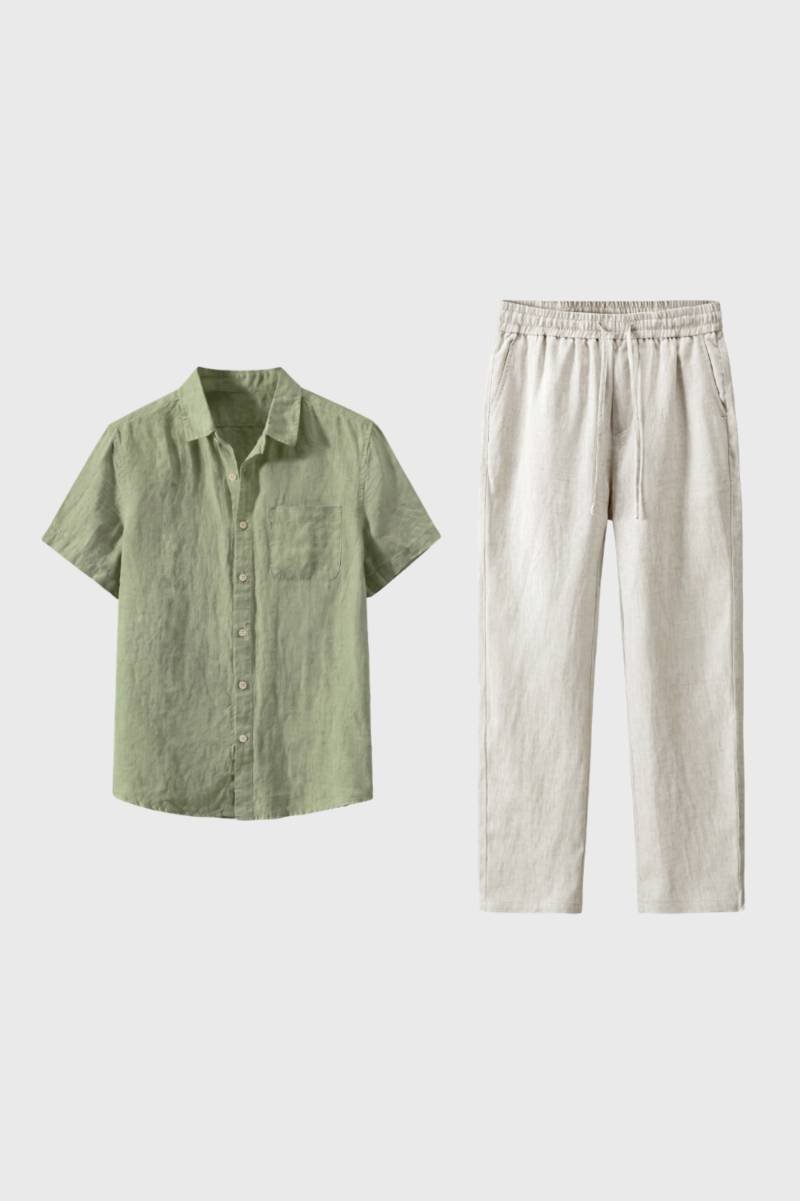 Men's Casual 2 Piece Set - Shirt and Drawstring Pants
