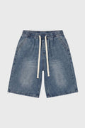 Men's Casual Short Jeans with Drawstring Waist