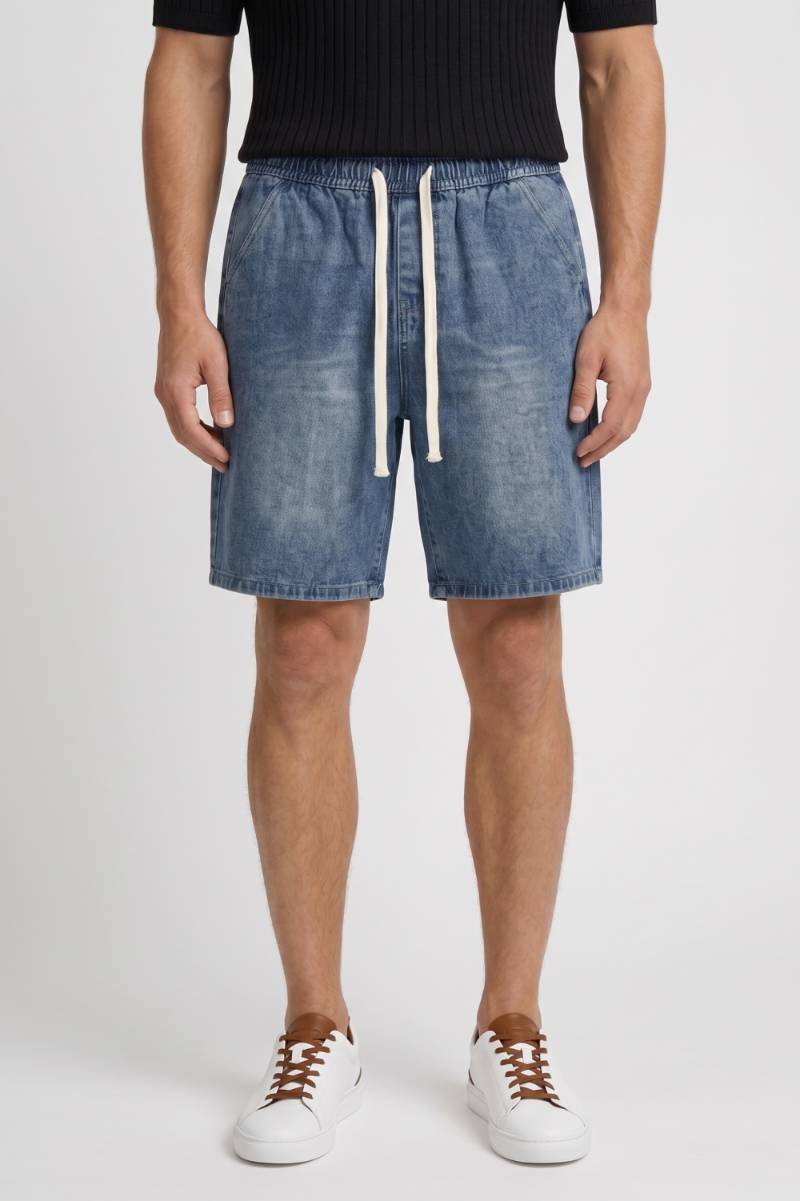 Men's Casual Short Jeans with Drawstring Waist