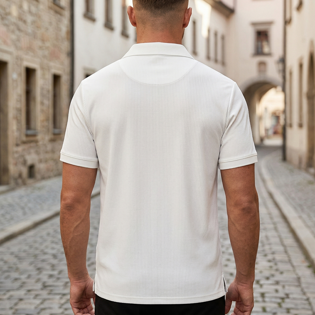 Men's Casual Short Sleeve Ribbed Polo