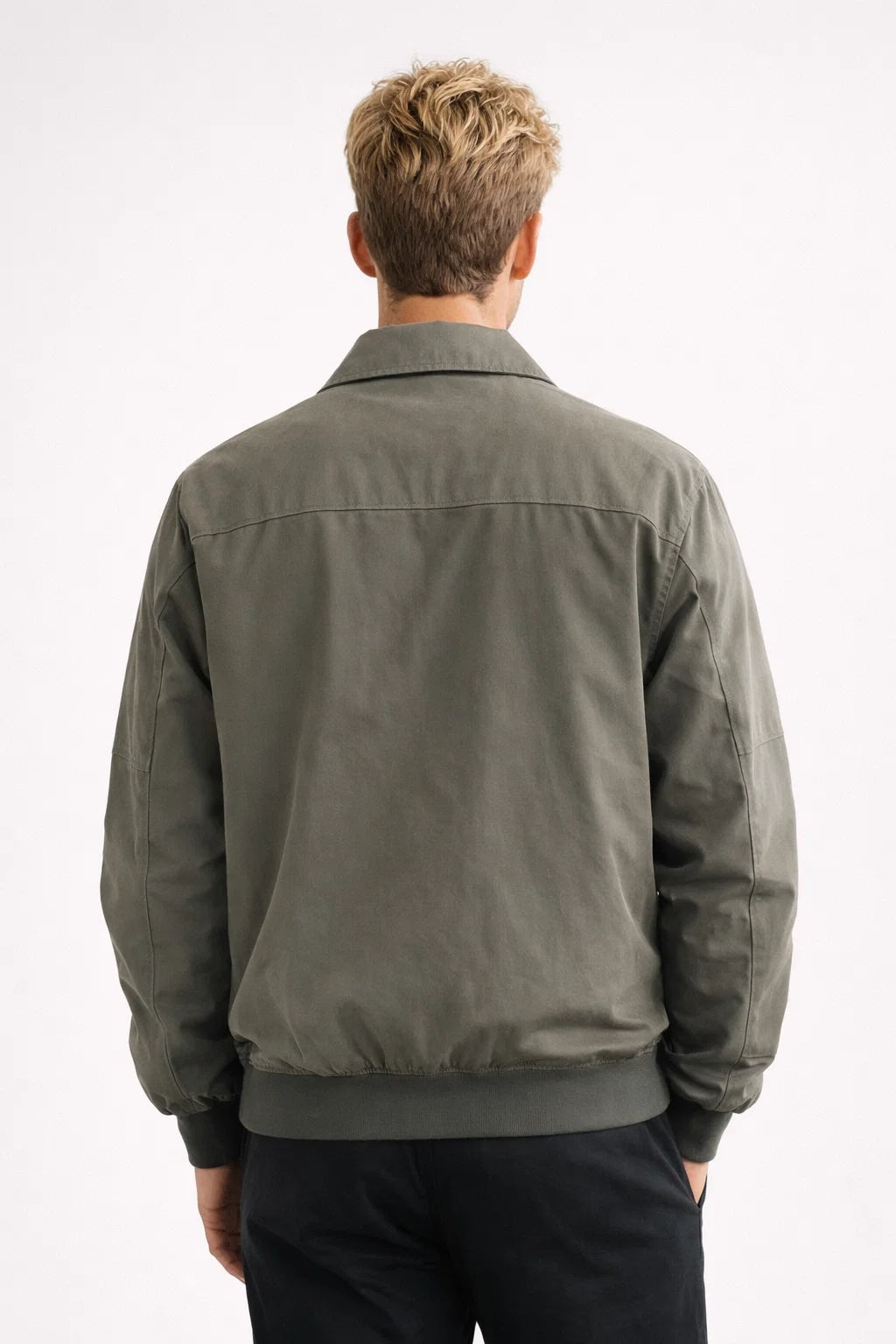 Men's Casual Transitional Jacket with Classic Collar and Zipper