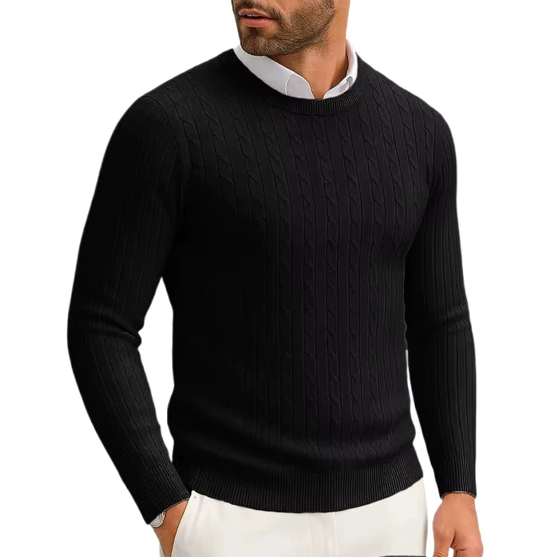 Men's Crewneck Cable Knit Sweater