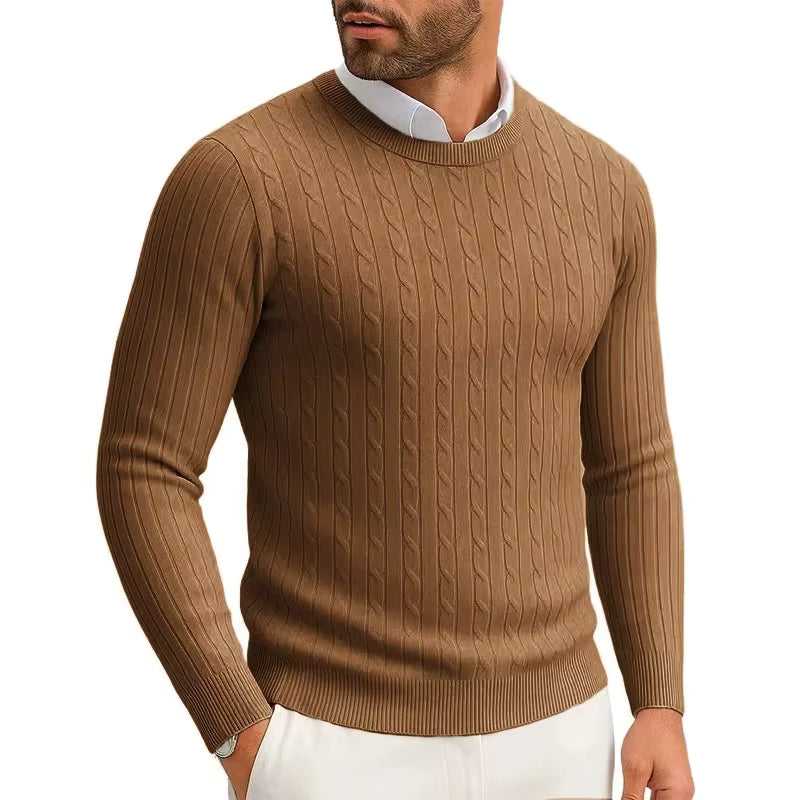 Men's Crewneck Cable Knit Sweater