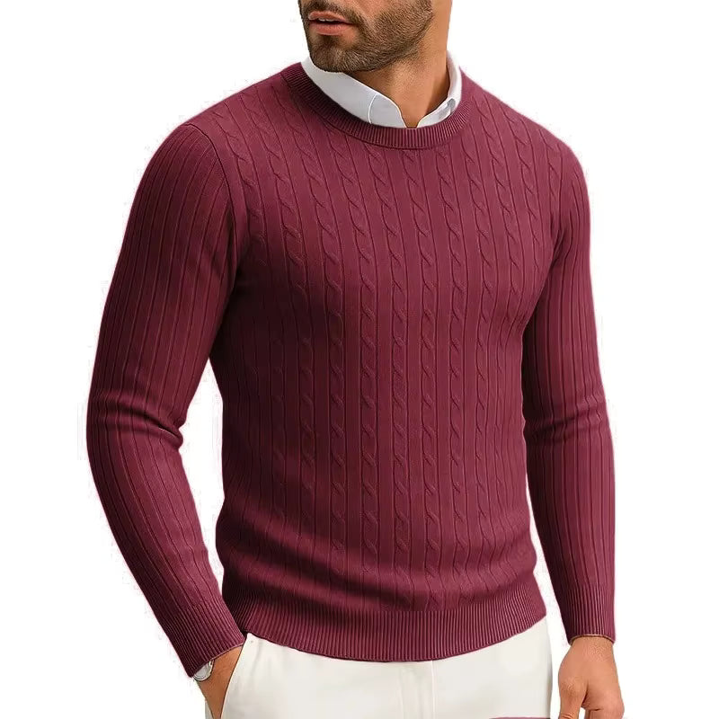 Men's Crewneck Cable Knit Sweater