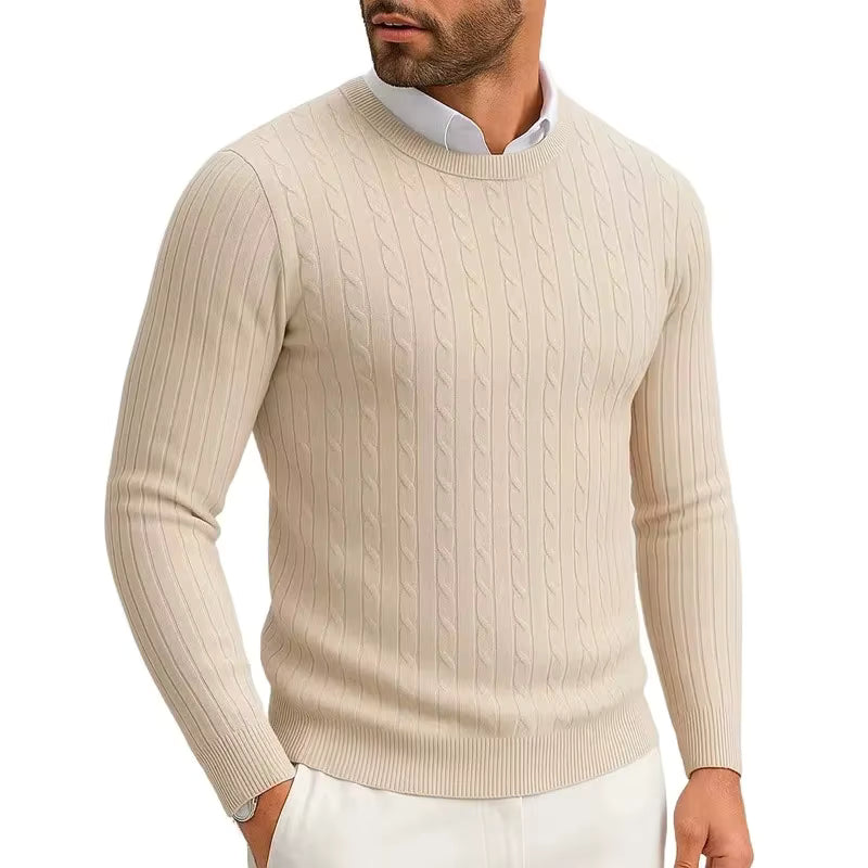 Men's Crewneck Cable Knit Sweater