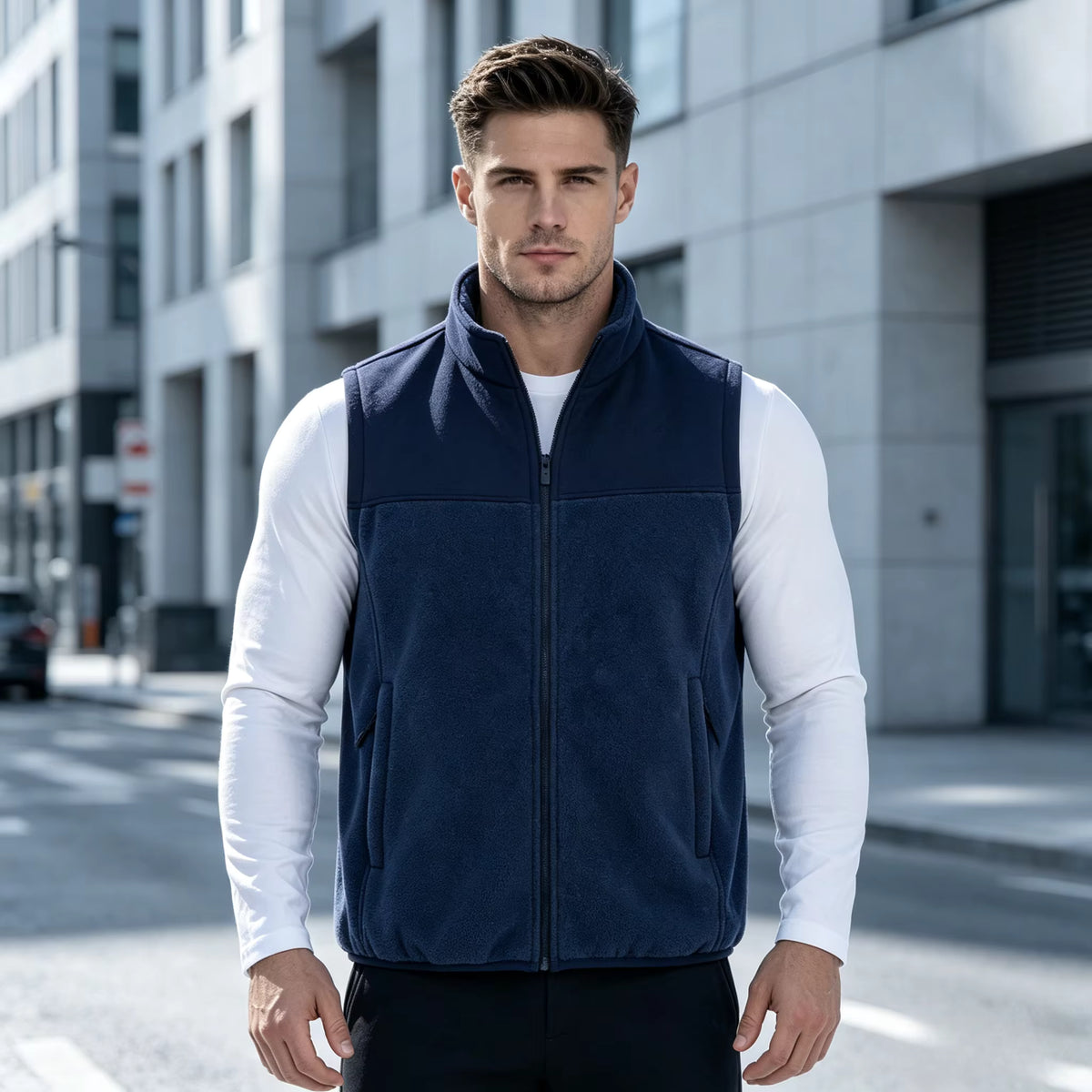 Men's Fleece Stand Collar Vest