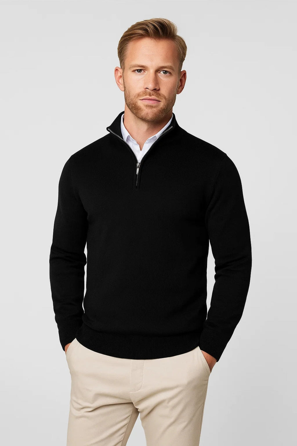 Men's Quarter-Zip Sweater – Soft & Warm Stylish Knit