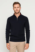 Men's Quarter-Zip Sweater – Stylish Rib Structure for Comfort