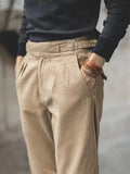 Men's High Waist Khaki Trousers - Smart Casual Mens Chinos