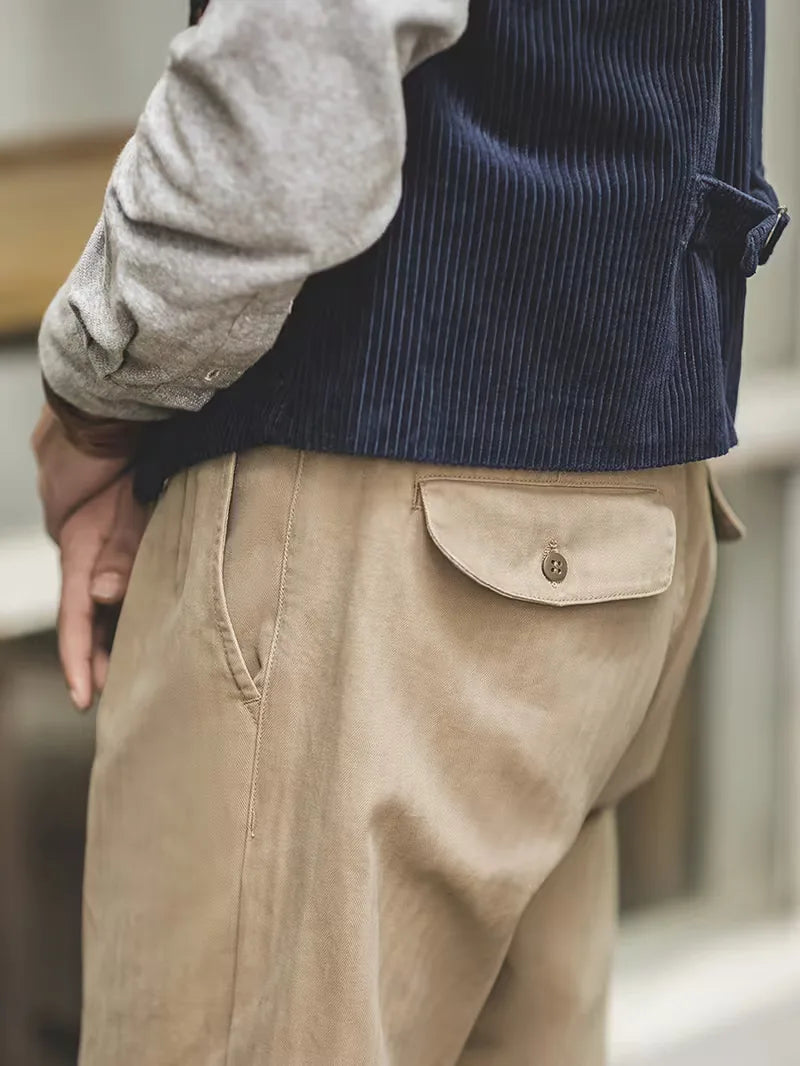Men's High Waist Khaki Trousers - Smart Casual Mens Chinos