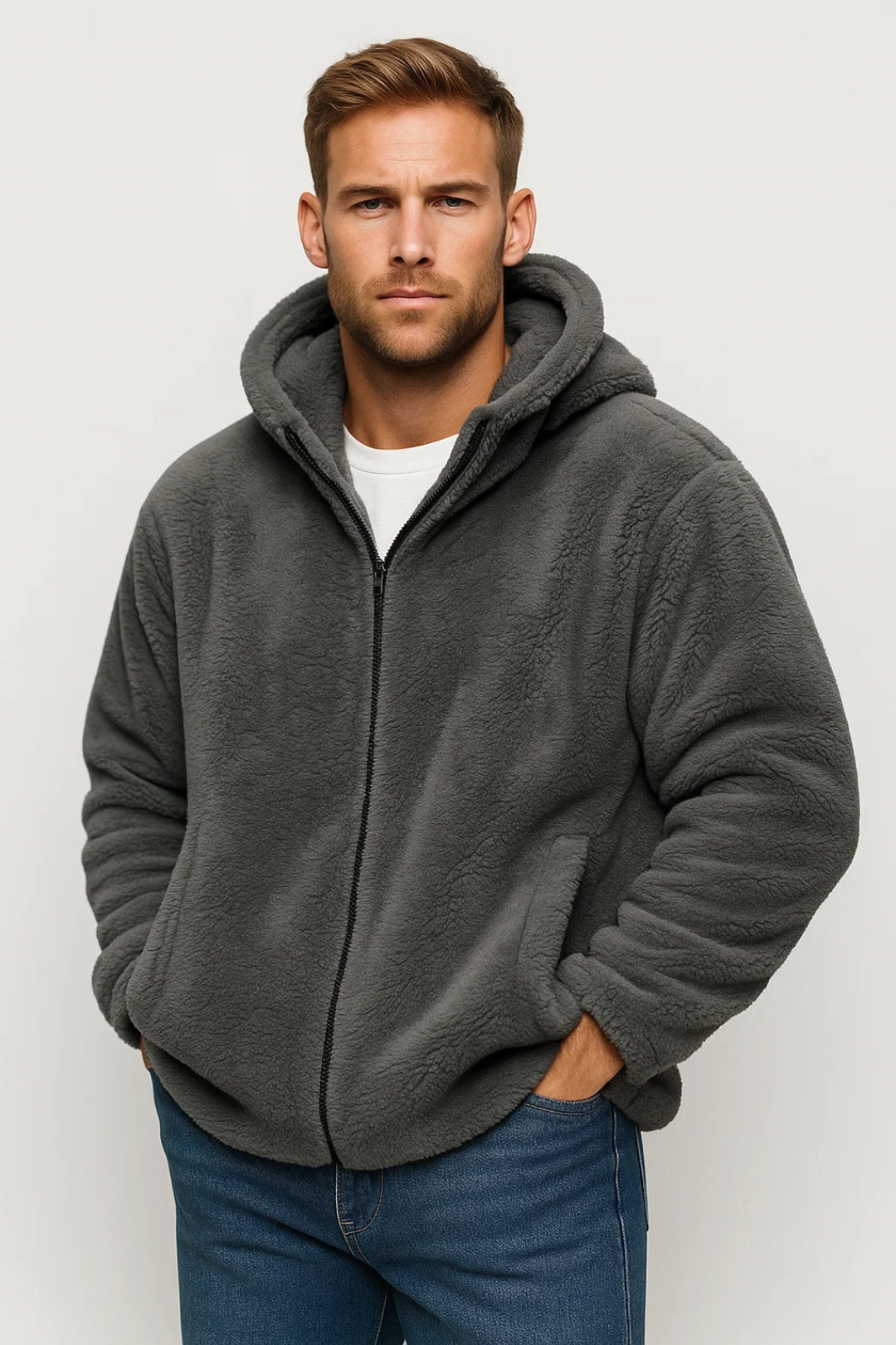 Men's Hoodie – Cozy Teddy Fleece Zip