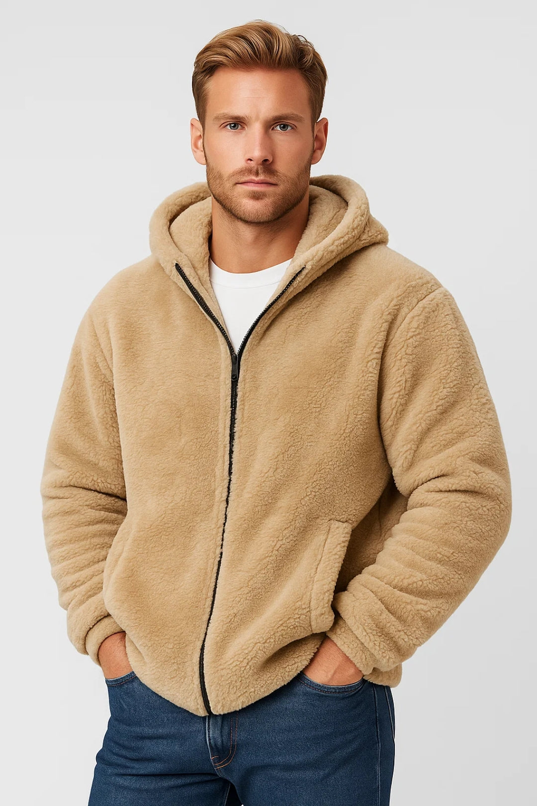 Men's Hoodie – Cozy Teddy Fleece Zip