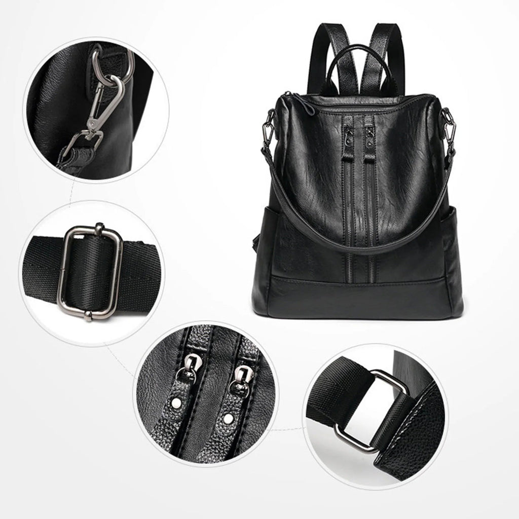 Women's Leather Backpack for Everyday Use with Multiple Carry Options