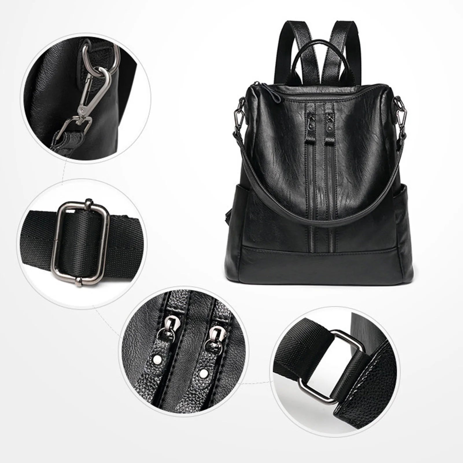Women's Leather Backpack for Everyday Use with Multiple Carry Options