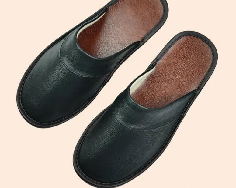 Men's Leather Slippers – Stylish Comfort for Autumn and Winter