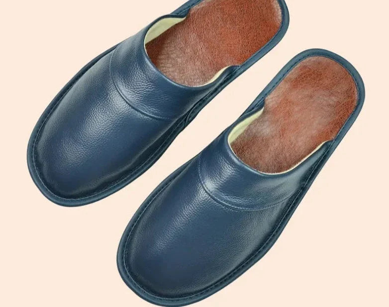 Men's Leather Slippers – Stylish Comfort for Autumn and Winter