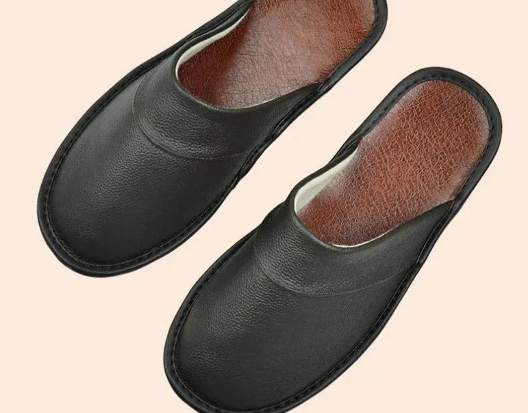 Men's Leather Slippers – Stylish Comfort for Autumn and Winter