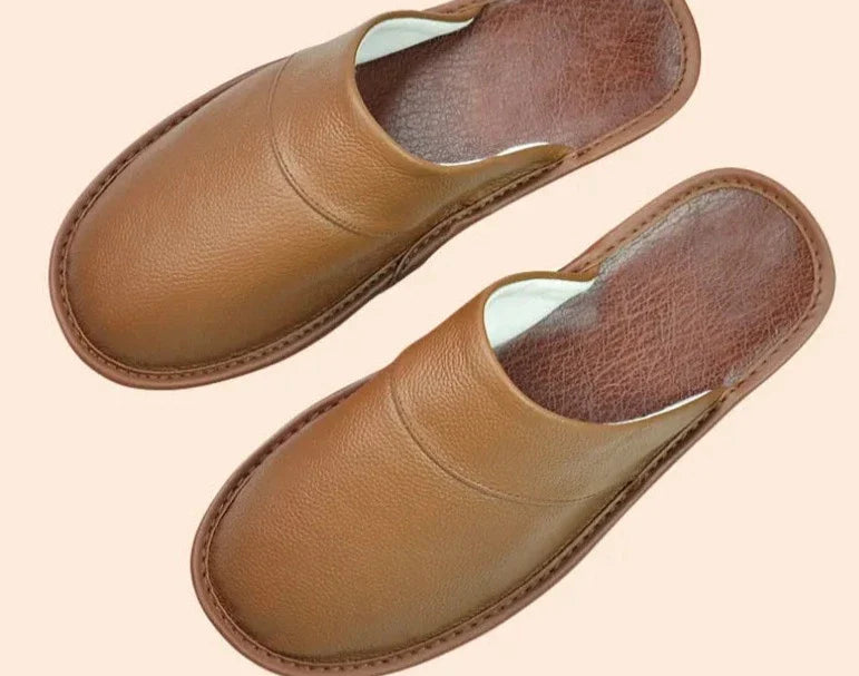 Men's Leather Slippers – Stylish Comfort for Autumn and Winter