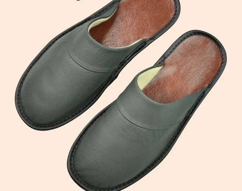 Men's Leather Slippers – Stylish Comfort for Autumn and Winter