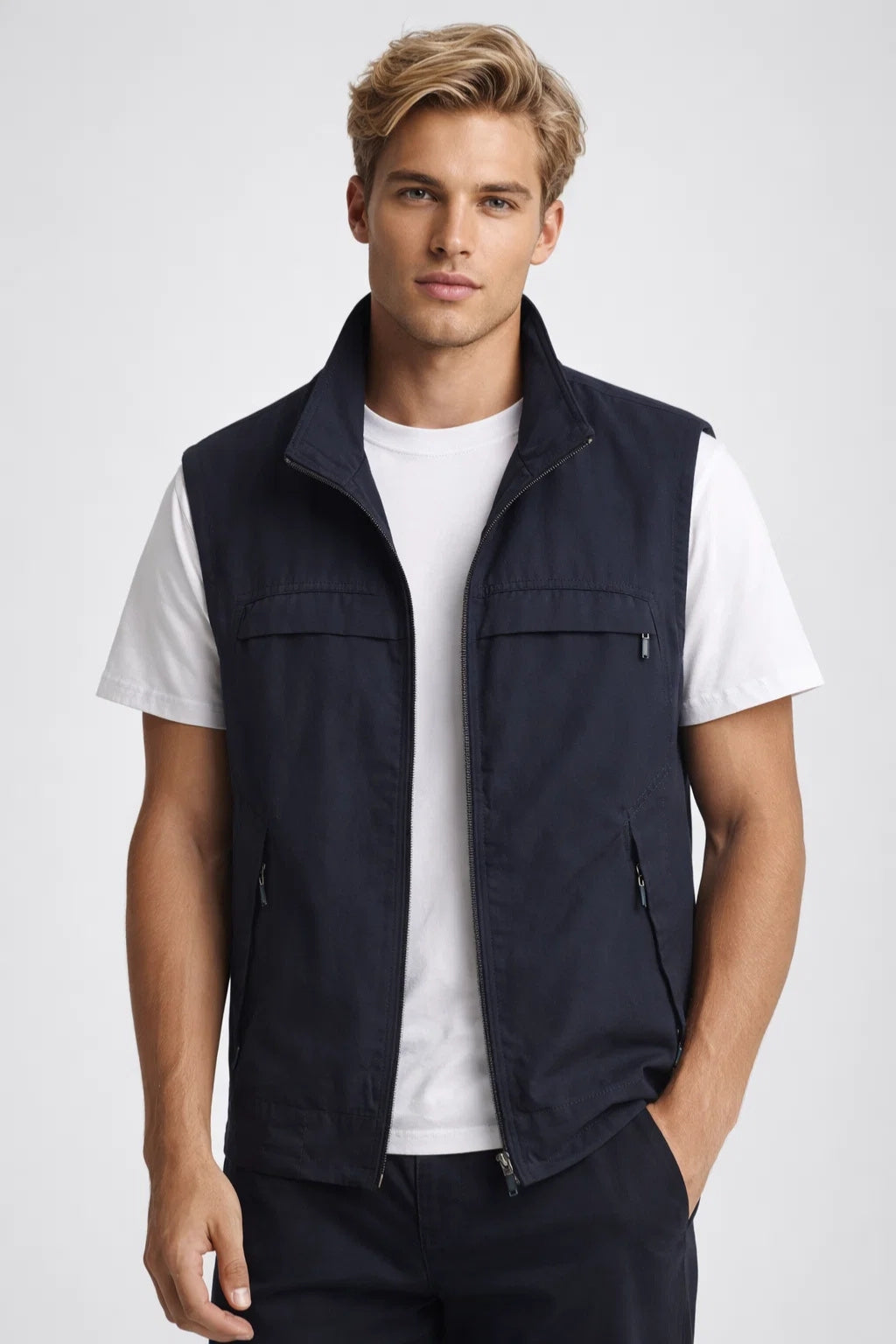 Men's Lightweight Bodywarmer with Stand-up Collar