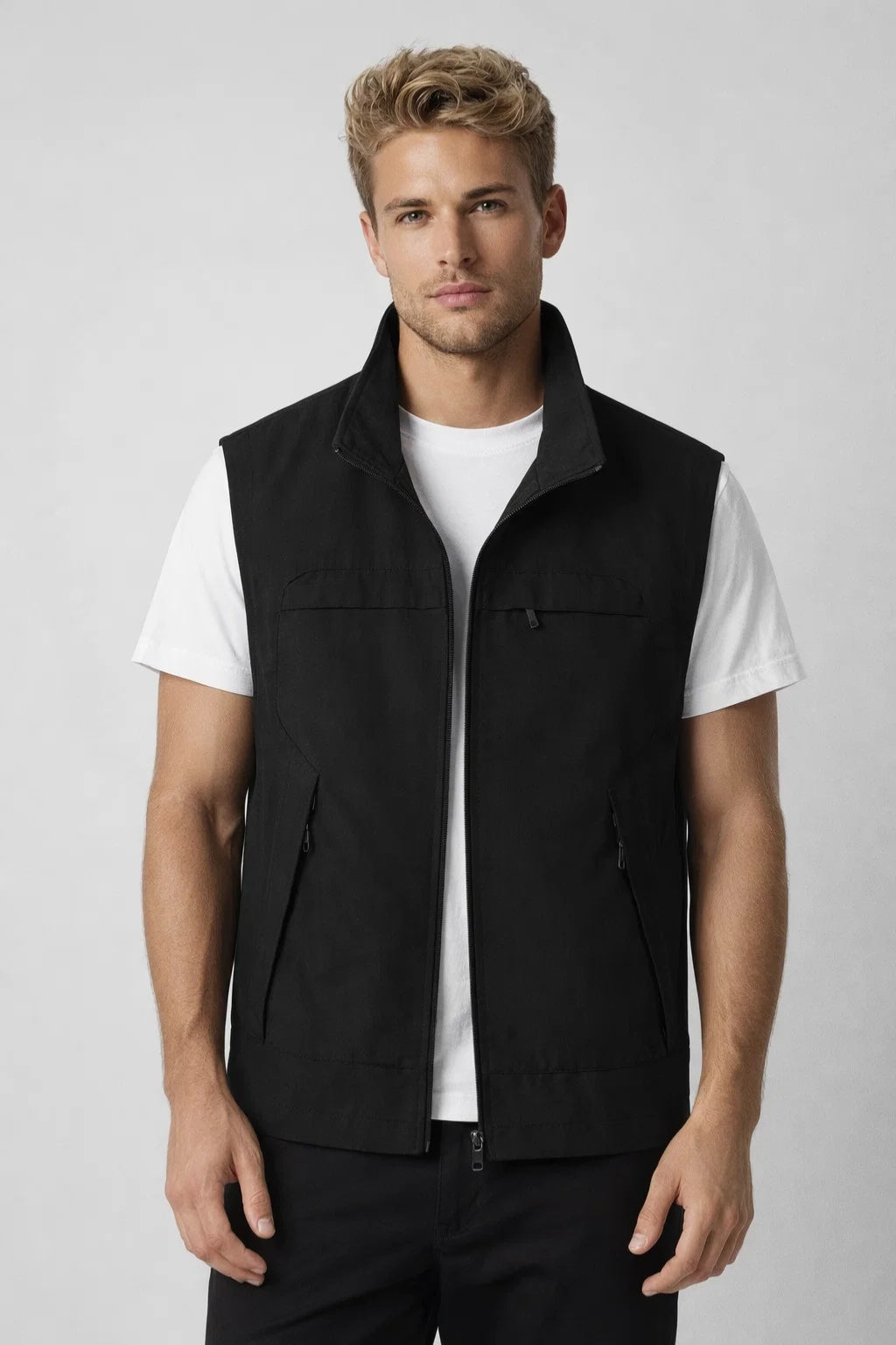 Men's Lightweight Bodywarmer with Stand-up Collar