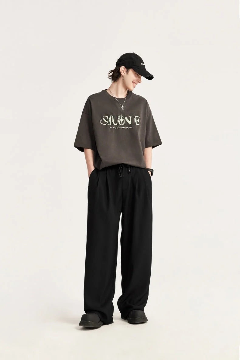 Men's Linen Wide Leg Drawstring Trousers 2