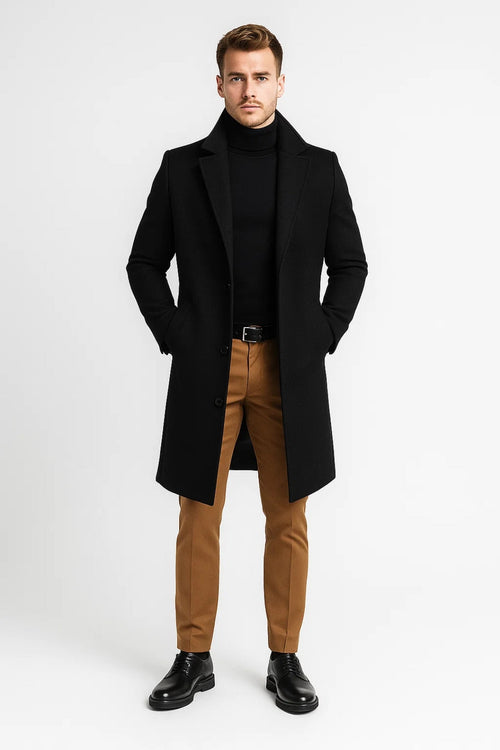 Men's Overcoat – Classic Lapel Long Wool Coat