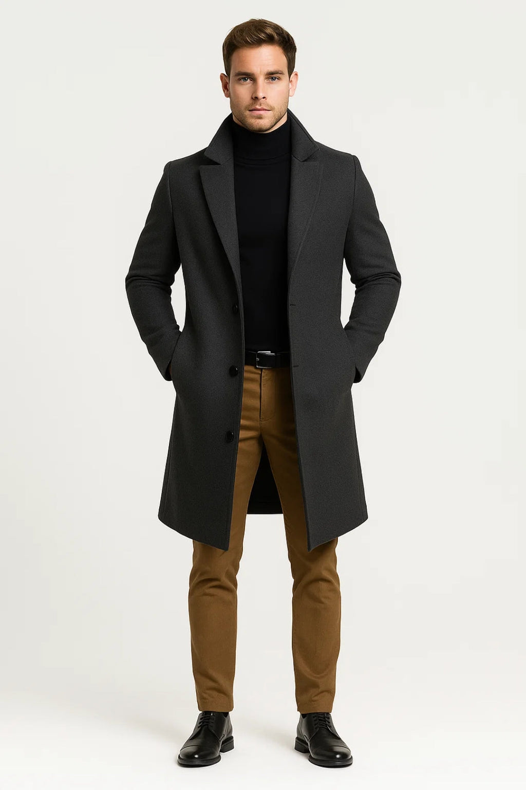 Men's Overcoat – Classic Lapel Long Wool Coat