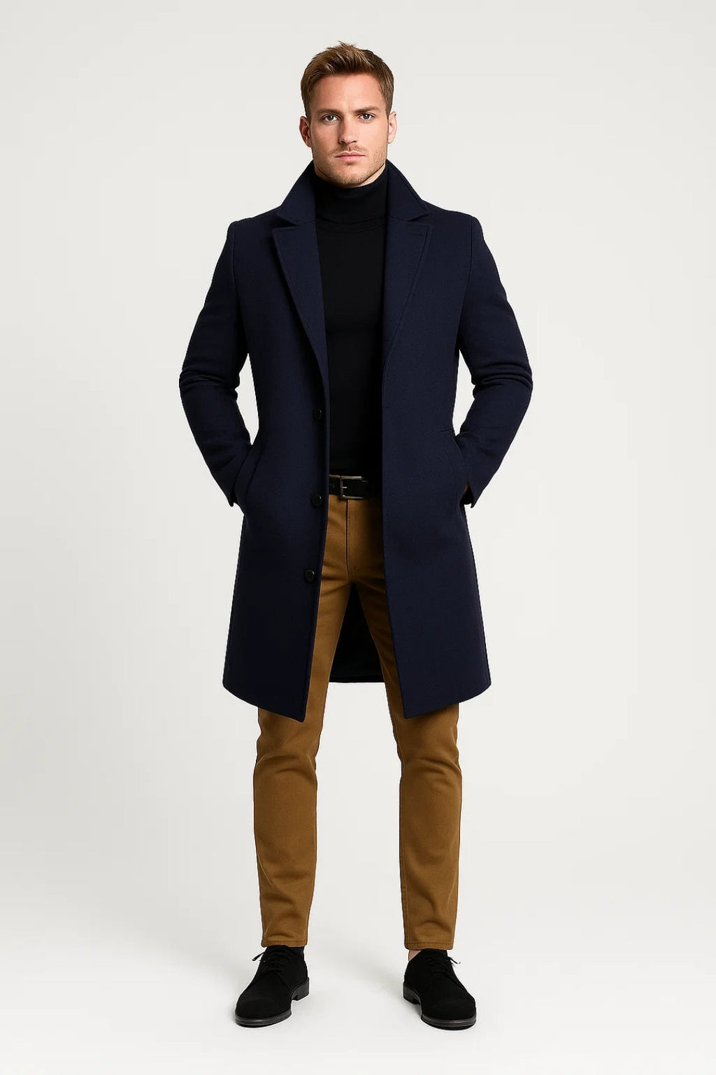Men's Overcoat – Classic Lapel Long Wool Coat