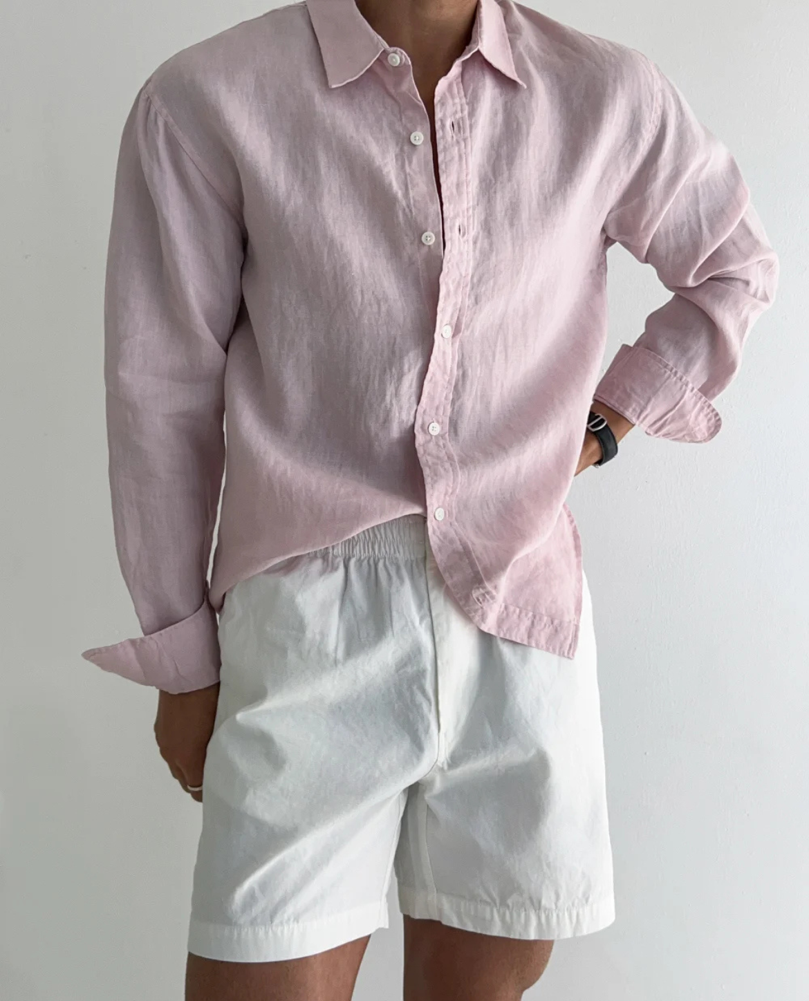 Men's Long Sleeve Linen Shirt - Relaxed Fit Casual Style