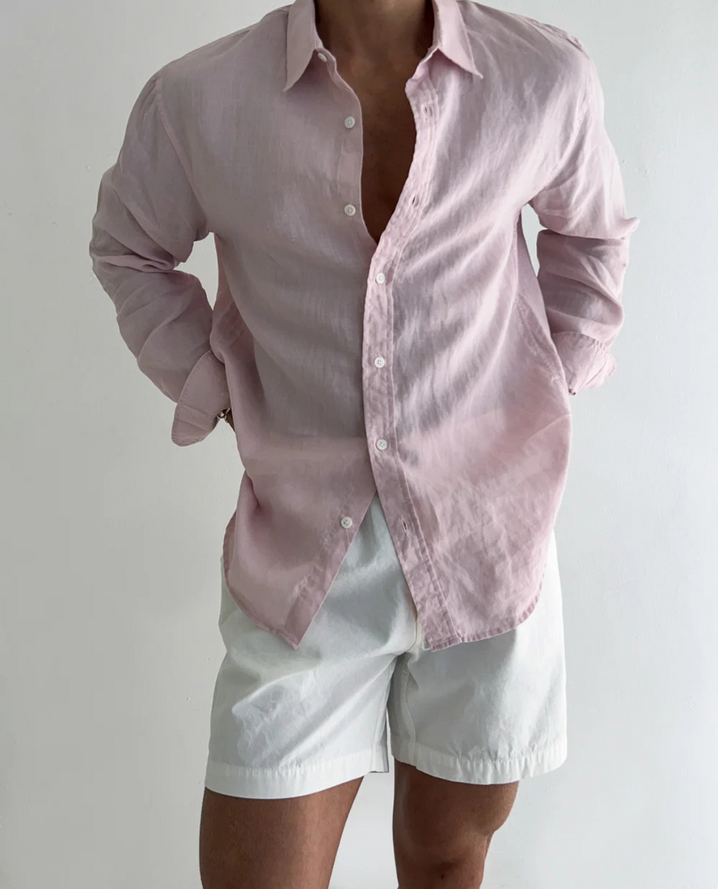 Men's Long Sleeve Linen Shirt - Relaxed Fit Casual Style