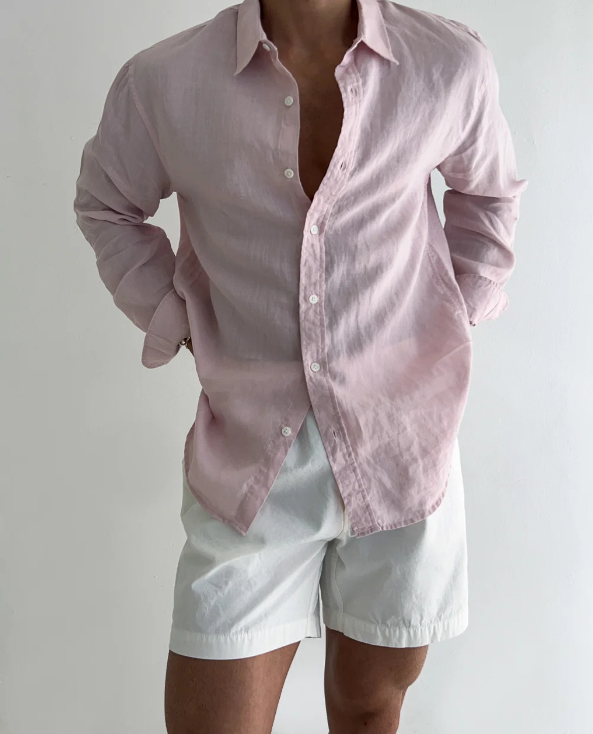 Men's Long Sleeve Linen Shirt - Relaxed Fit Casual Style