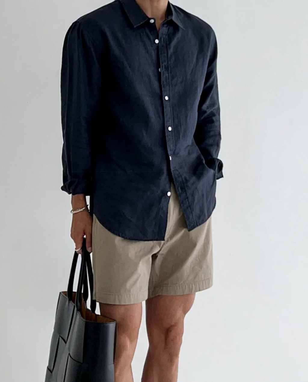 Men's Long Sleeve Linen Shirt - Relaxed Fit Casual Style