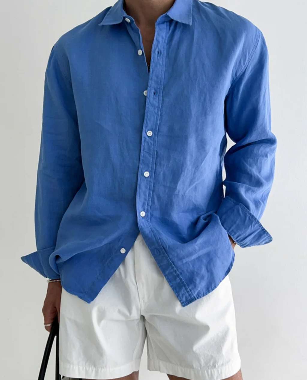 Men's Long Sleeve Linen Shirt - Relaxed Fit Casual Style