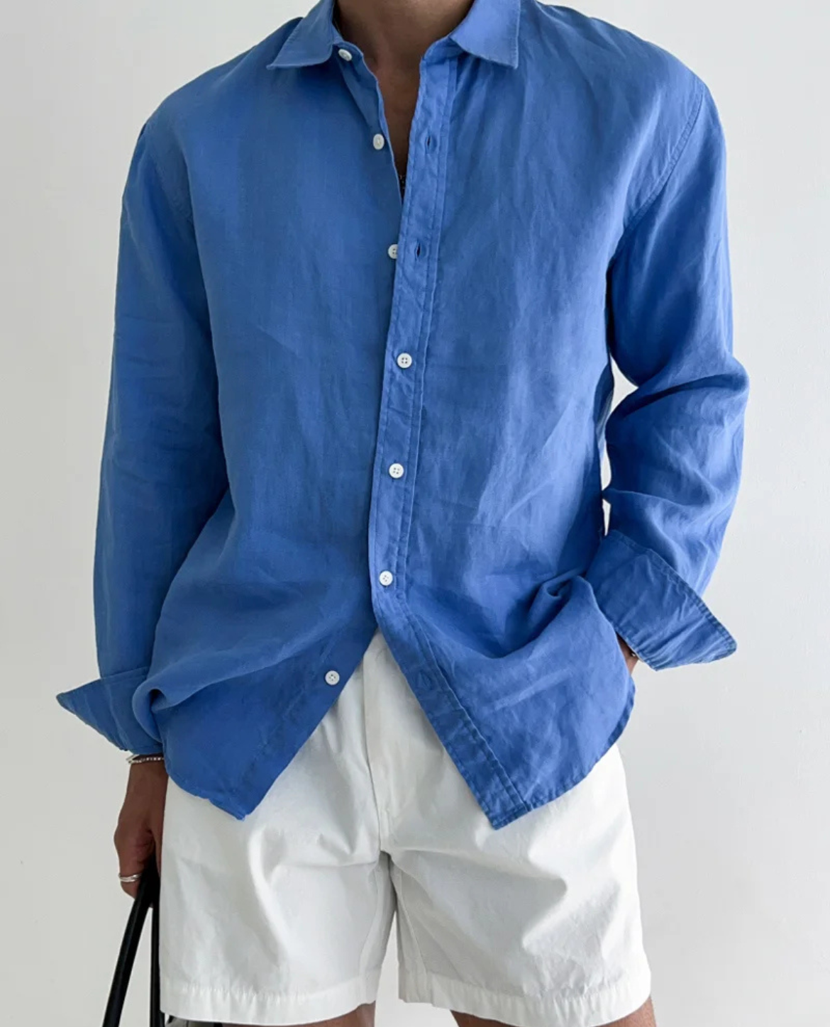 Men's Long Sleeve Linen Shirt - Relaxed Fit Casual Style
