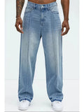 Men's Loose Fit Jeans with Five-Pocket Design