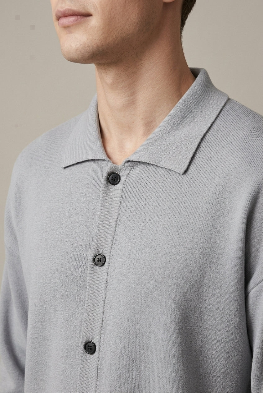 Men's Oversized Knit Cardigan with Button Front