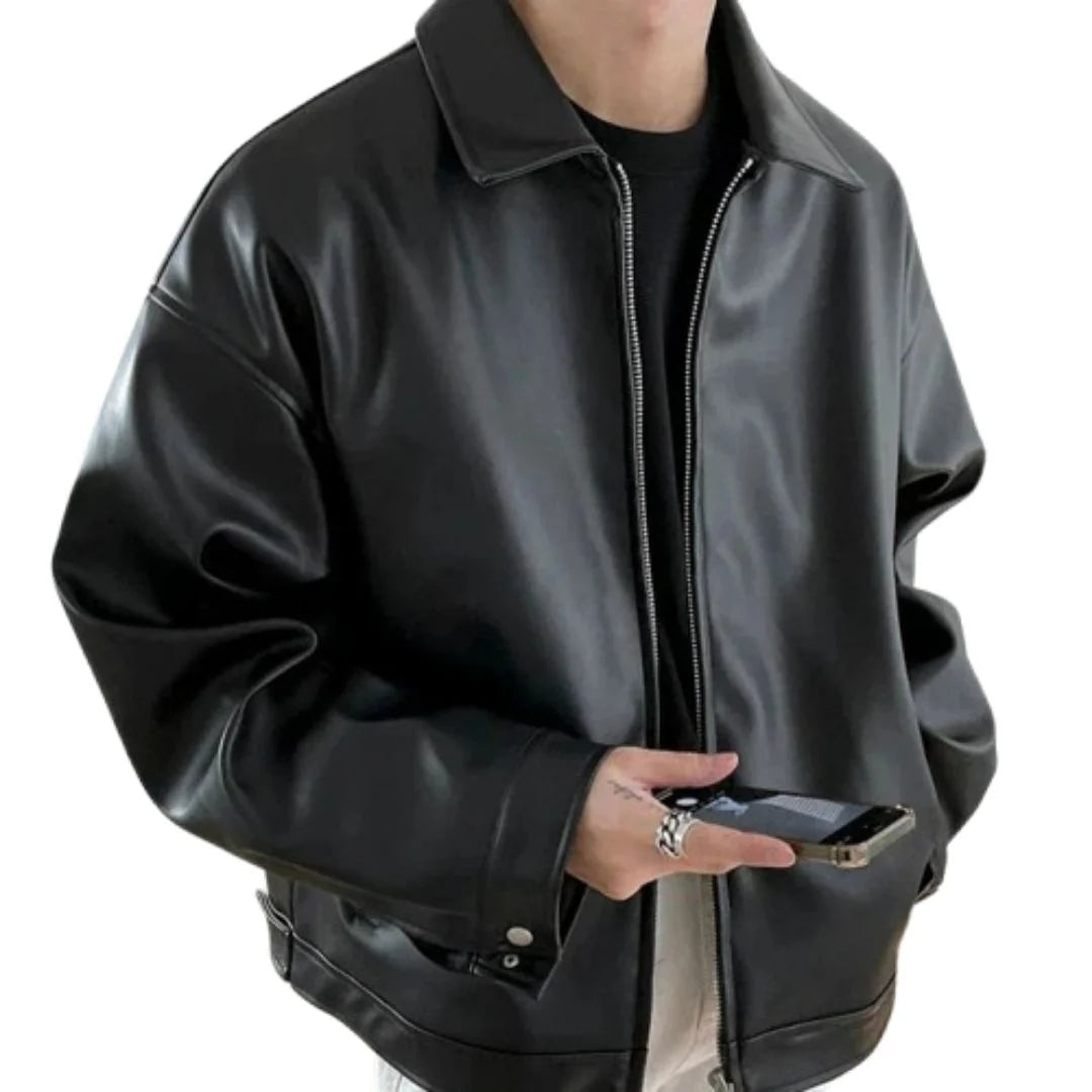 Men's Oversized Leather Bomber Jacket 1