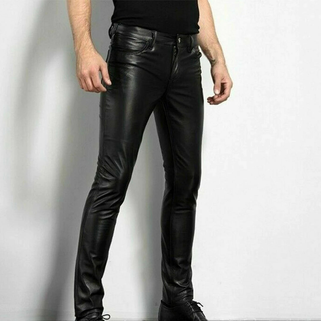 Men's Leather Pants Slim Fit Stylish Design