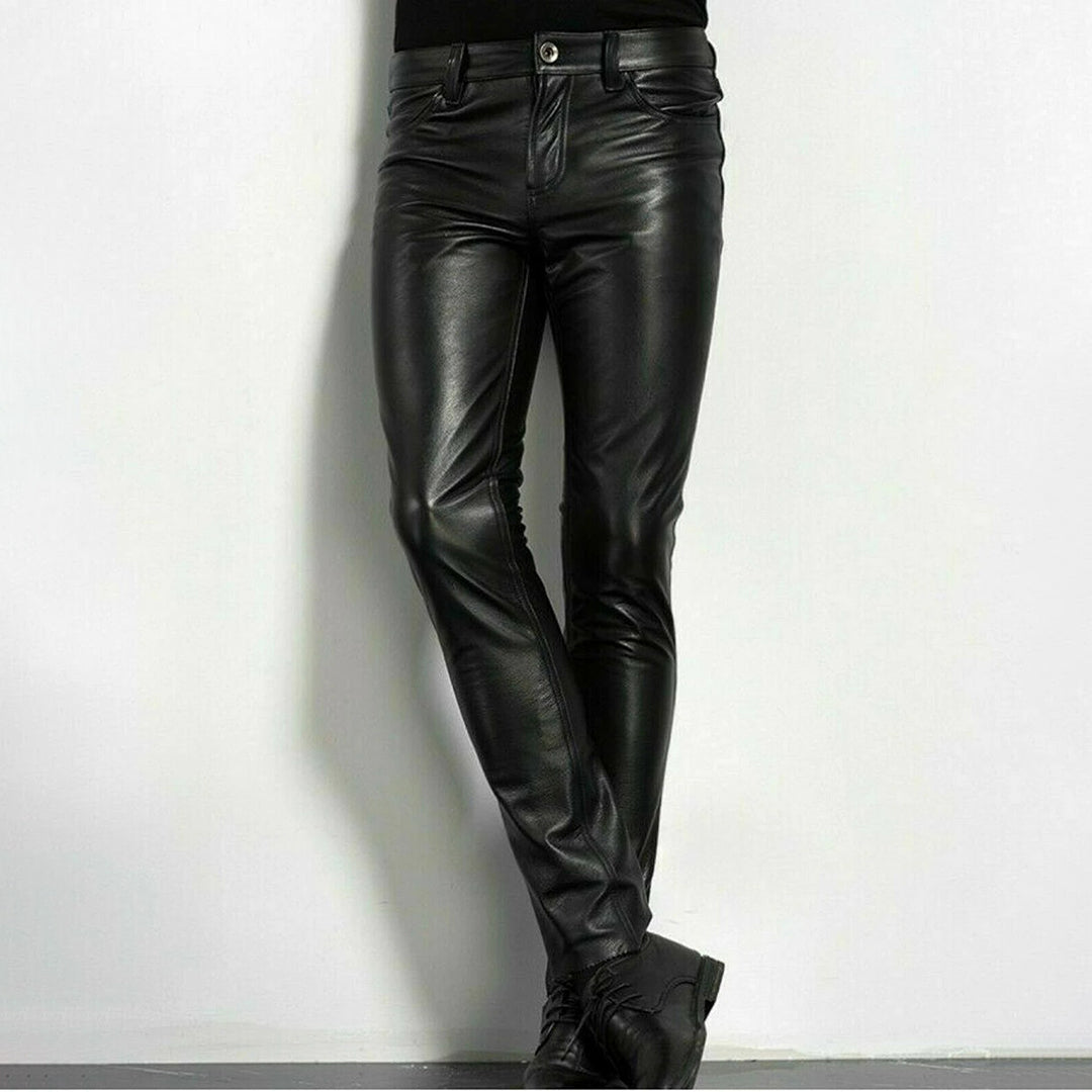 Men's Leather Pants Slim Fit Stylish Design