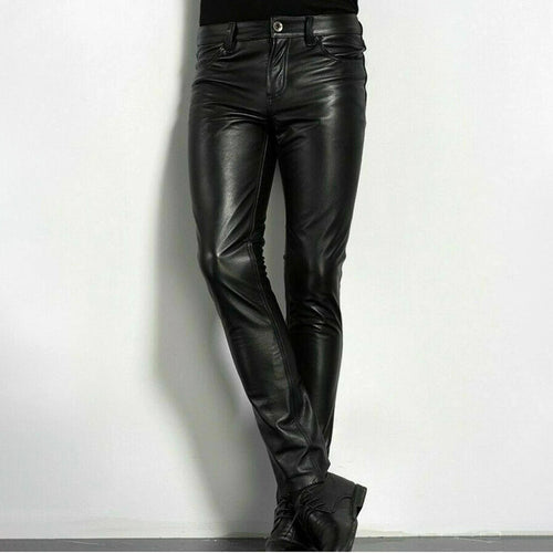 Men's Leather Pants Slim Fit Stylish Design