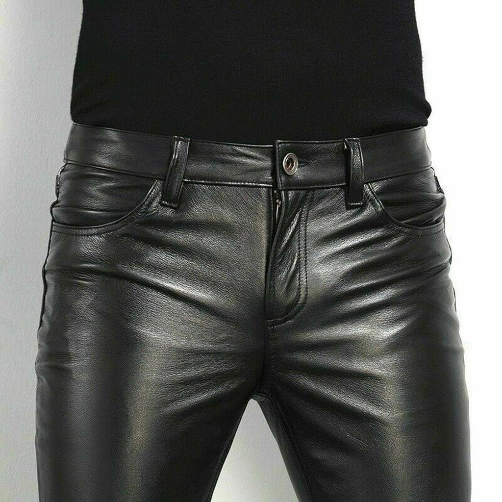 Men's Leather Pants Slim Fit Stylish Design