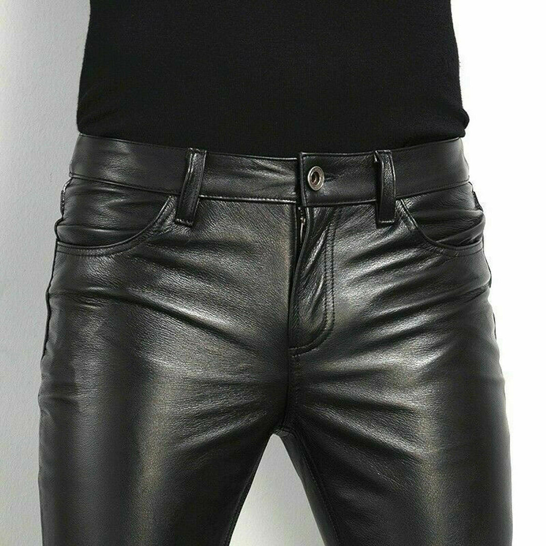 Men's Leather Pants Slim Fit Stylish Design
