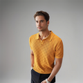 Mens slim fit polo shirt with textured pattern