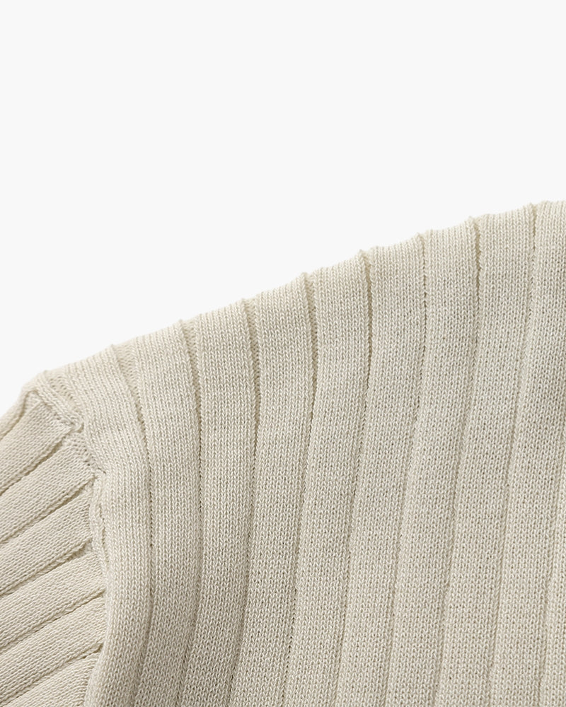 Mens Slim Fit Polo Shirt with Fine Ribbed Texture