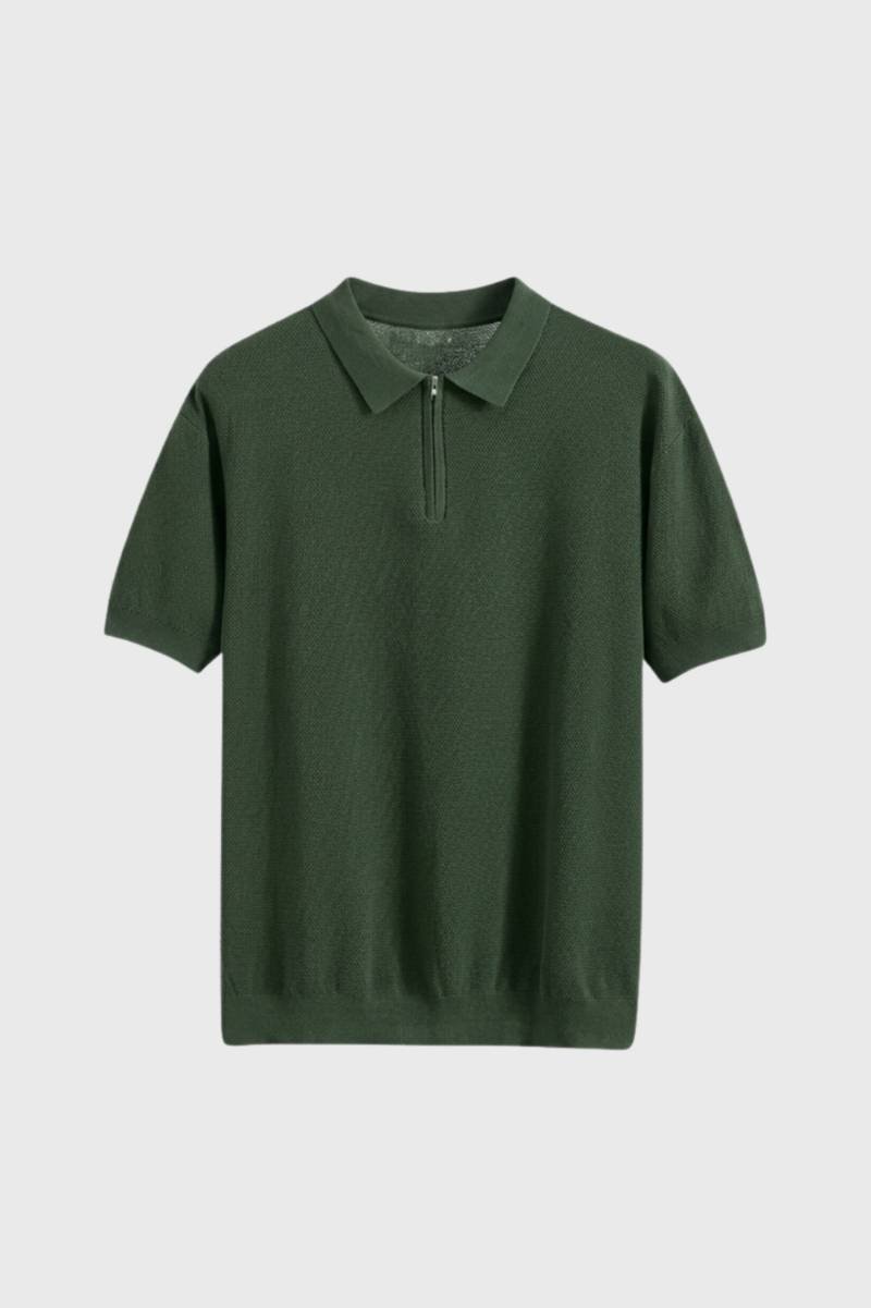 Men's Knit Polo Shirt with Zipper