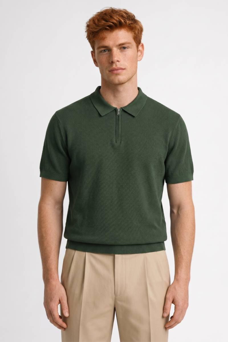 Men's Knit Polo Shirt with Zipper