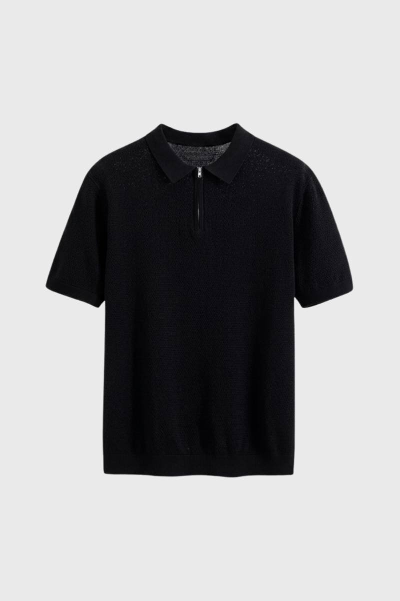 Men's Knit Polo Shirt with Zipper