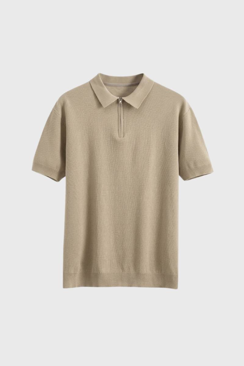 Men's Knit Polo Shirt with Zipper