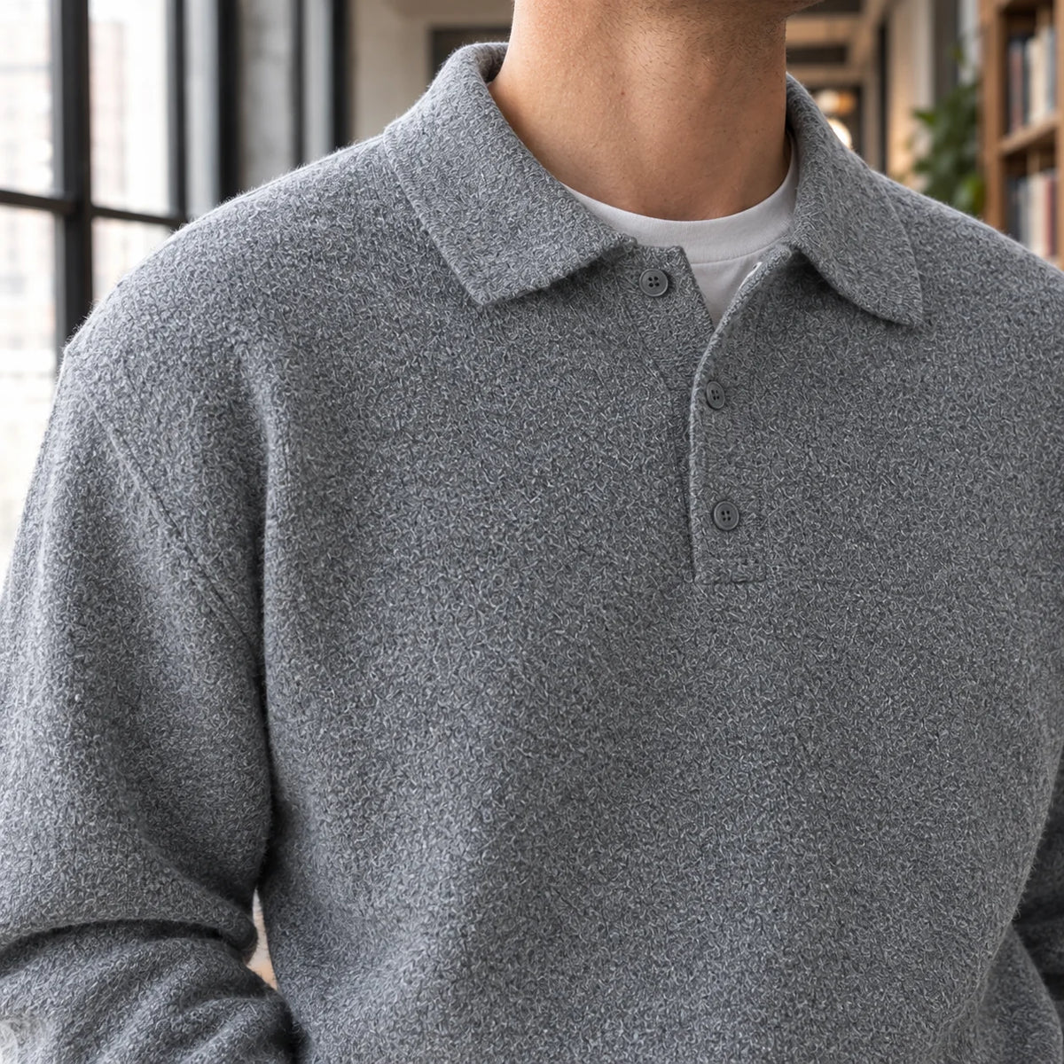 Men's Polo Sweater - Soft Chenille Knit with Classic Collar 1